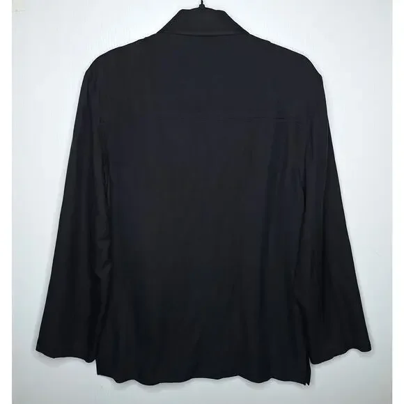Vintage Lauren Ralph Lauren Silk Shacket Womens Small Black Shirt Jacket Utility
